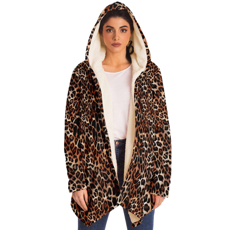 SixTriple8 Women's Leopard Microfiber Fleece Cloak