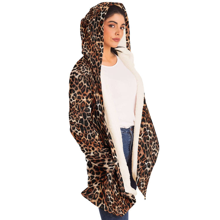 SixTriple8 Women's Leopard Microfiber Fleece Cloak