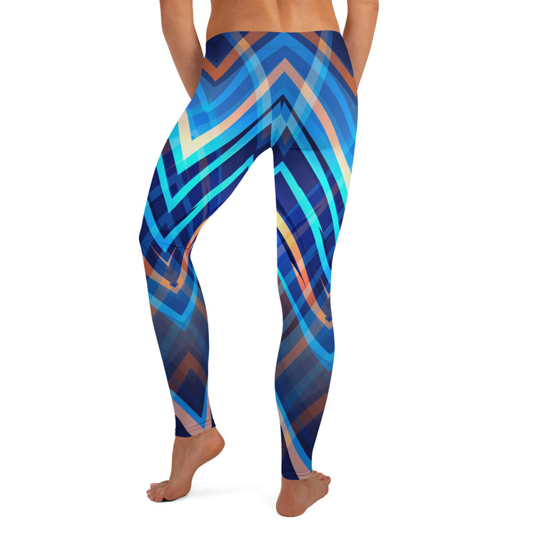 SixTriple8 Women's Moisture-Wicking Four-Way Stretch Blue Pattern Leggings