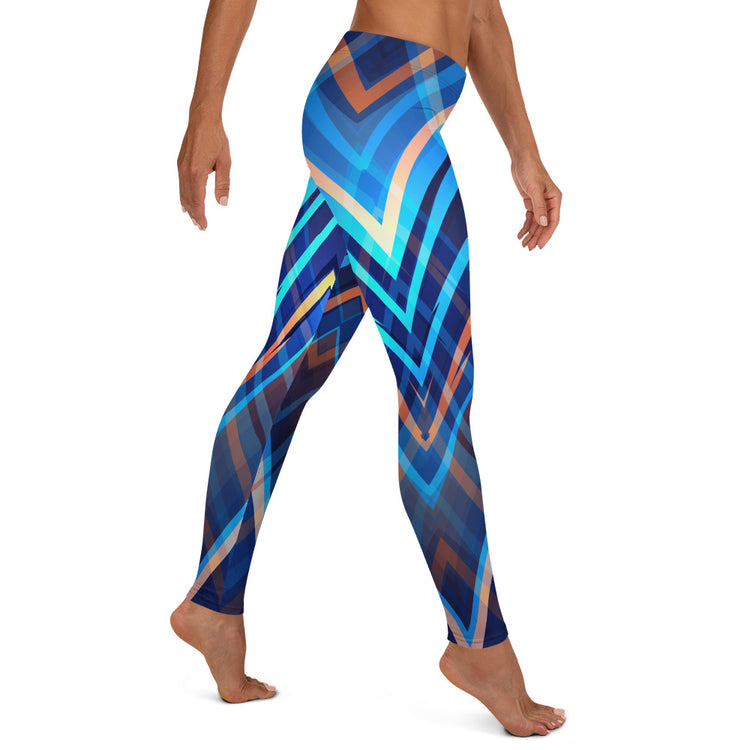 SixTriple8 Women's Moisture-Wicking Four-Way Stretch Blue Pattern Leggings